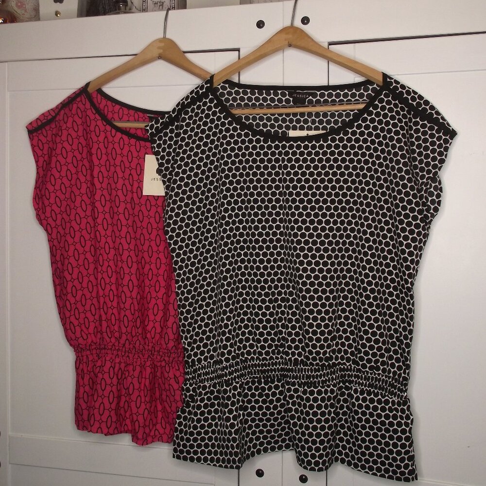 Jessica, Size M, Dark Hot Pink on Black top, Black on White top